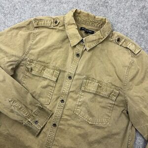 Banana Republic Shirt Womens Large Olive Green Soft‎ Wash Utility Button Up